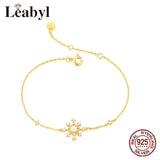 Leabyl 925 Silver Flower Pearl Charm Bracelet for Women