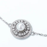 Zircon Pearl Charm Bracelet 925 Sterling Silver Chain Link