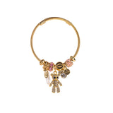 Leabyl Star Moon Charm Cuff Bracelet Stainless Steel Bangle