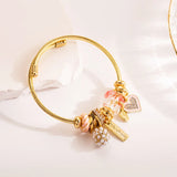 Leabyl Star Moon Charm Cuff Bracelet Stainless Steel Bangle