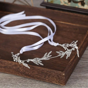 Leaf Bridal Headpiece Ribbon Bangs Hair Loop Hair Piece For Women Wedding