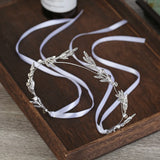 Leaf Bridal Headpiece Ribbon Bangs Hair Loop Hair Piece For Women Wedding