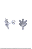 Leaf CZ Women Silver Earrings