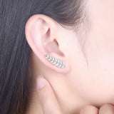925 Sterling Silver Leaf Earrings Cuff Studs