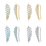 925 Sterling Silver Leaf Earrings Cuff Studs