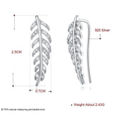 925 Sterling Silver Leaf Earrings Cuff Studs