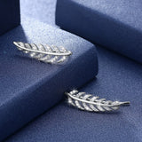 925 Sterling Silver Leaf Earrings Cuff Studs