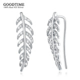 925 Sterling Silver Leaf Earrings Cuff Studs