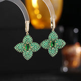 Leaf Flower 925 Silver Earrings Cubic Zirconia Wedding Jewelry