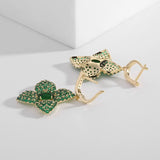 Leaf Flower 925 Silver Earrings Cubic Zirconia Wedding Jewelry