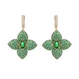 Leaf Flower 925 Silver Earrings Cubic Zirconia Wedding Jewelry