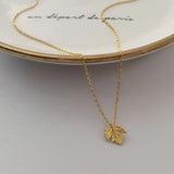 Leaf Pendant Necklace 925 Sterling Silver Chain Maple Leaf Women Jewelry