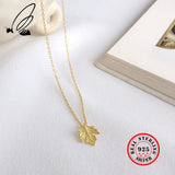 Leaf Pendant Necklace 925 Sterling Silver Chain Maple Leaf Women Jewelry