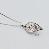Leaf Pendant Necklace Round Natural Freshwater Pearl Women's Silver Pendant Neck