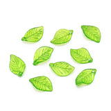Green Acrylic Leaf Pendants 30/60pcs Necklaces DIY Jewelry Beads