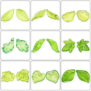 Green Acrylic Leaf Pendants 30/60pcs Necklaces DIY Jewelry Beads