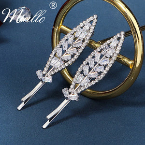 Leaf Rhinestone Hairpins Crystal Hair Clips for Women Girls Prom Headpiece