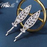 Leaf Rhinestone Hairpins Crystal Hair Clips for Women Girls Prom Headpiece