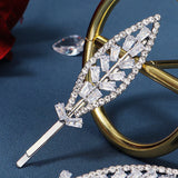 Leaf Rhinestone Hairpins Crystal Hair Clips for Women Girls Prom Headpiece