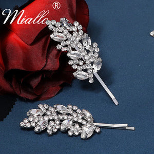 Leaf Rhinestone Hairpins Crystal Hair Clips for Women Girls Hair Accessories