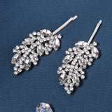 Leaf Rhinestone Hairpins Crystal Hair Clips for Women Girls Hair Accessories