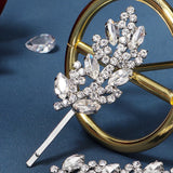 Leaf Rhinestone Hairpins Crystal Hair Clips for Women Girls Hair Accessories
