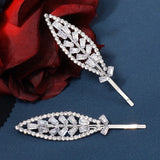 Leaf Rhinestone Hairpins Crystal Hair Clips for Women Girls Prom Headpiece