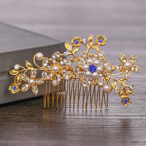 Leaf Rhinestone Pearl Flower Hair Comb Wedding Hair Accessories