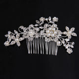 Leaf Rhinestone Pearl Flower Hair Comb Wedding Hair Accessories
