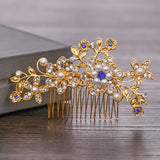 Leaf Rhinestone Pearl Flower Hair Comb Wedding Hair Accessories