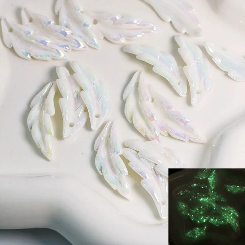 Glow Leaf Pendant Feather Beads for DIY Jewelry Making
