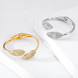 Leaf Shape Rhinstone Ladies Elastic Crystal Cuff Bracelet Bridal Stretch Charm