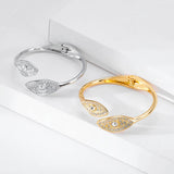 Leaf Shape Rhinstone Ladies Elastic Crystal Cuff Bracelet Bridal Stretch Charm