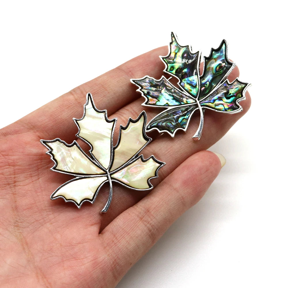Leaf Shaped Abalone Shell Necklace Pendant Vintage Charm