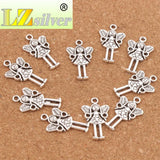 25Pcs Leaf Wing Heart Angel Girl Charm Beads Zinc Alloy Pendants DIY 25.1x14.7mm