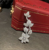 Leaf Flower Earrings Sweet Left Ear Single S925 Silver Needle Side Ear
