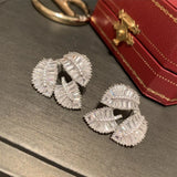 Leaf Love Earrings Zircon S925 Silver Hollow Temptation