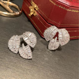 Leaf Love Earrings Zircon S925 Silver Hollow Temptation