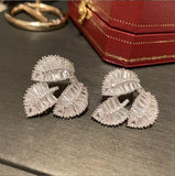 Leaf Love Earrings Zircon S925 Silver Hollow Temptation
