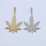 Leaf Pendant Necklace in Silver Tone with Cubic Zirconia