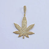 Leaf Pendant Necklace in Silver Tone with Cubic Zirconia