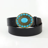 Leather Belt with Rhinestone Buckle Waist Belts for Women