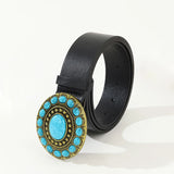 Leather Belt with Rhinestone Buckle Waist Belts for Women