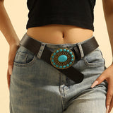 Leather Belt with Rhinestone Buckle Waist Belts for Women