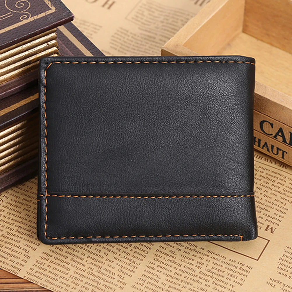 Mens Leather Bifold Wallet Credit Card Cash Holder