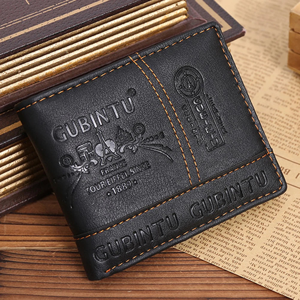 Mens Leather Bifold Wallet Credit Card Cash Holder