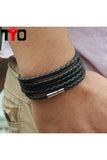 Leather Knitted Long Wrapped Bracelet 92 Cm Men's Jewelry