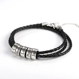 Personalized Leather Bracelet for Men Steel Chains