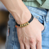 Personalized Leather Bracelet for Men Steel Chains