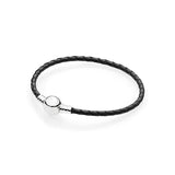 925 Silver Women's Leather Bracelet with Clasp